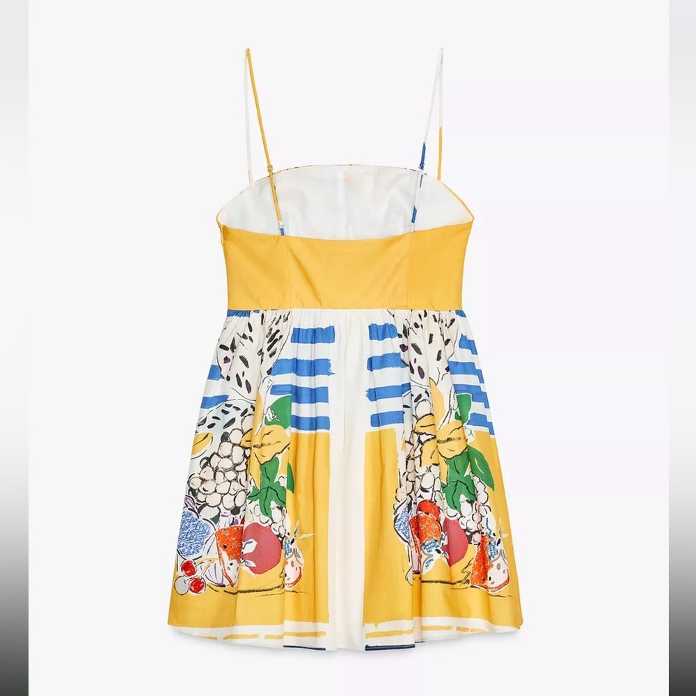 New ZARA Fruit Print Poplin Dress - Picture 11 of 12